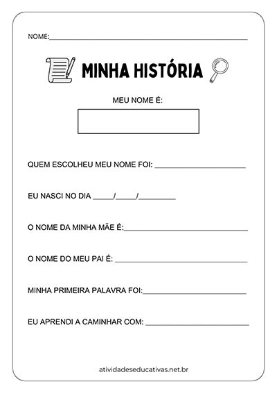 Atividade Minha História - 1 Ano