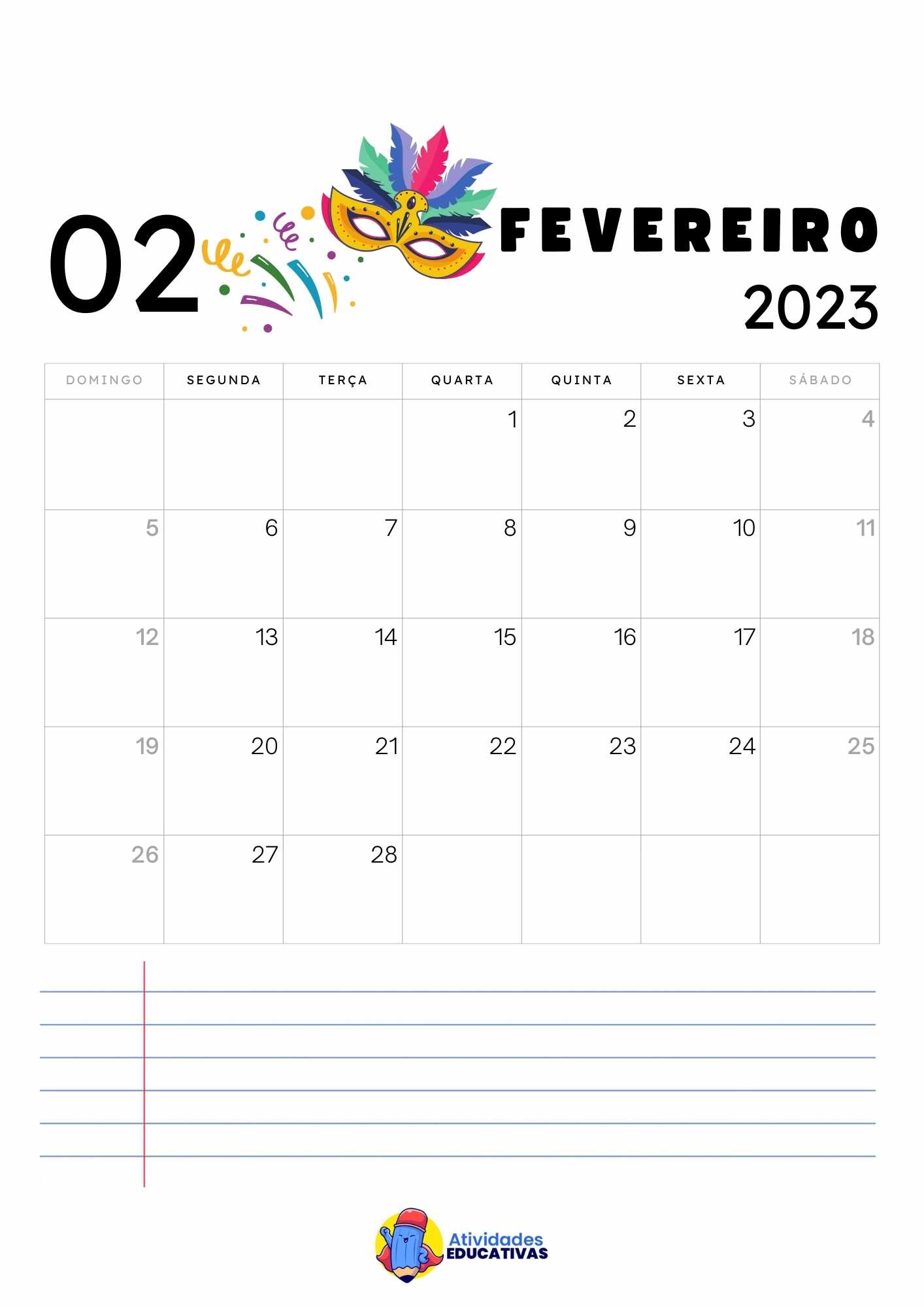 Calendário 2023 do brasil  Calendários gratuitos, Calendário