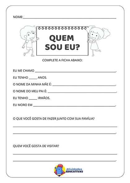 Atividade Quem Sou Eu Ensino Fundamental Ano Atividades Educativas