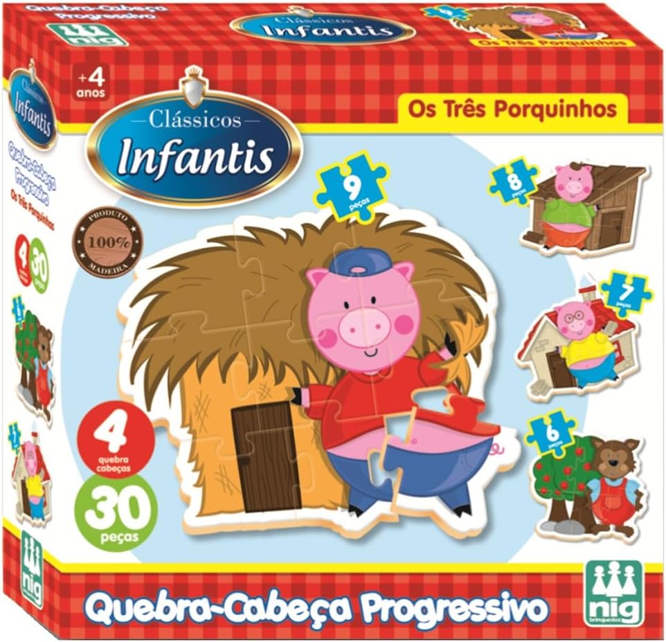 Quebra-cabeça Progressivo Três Porquinhos