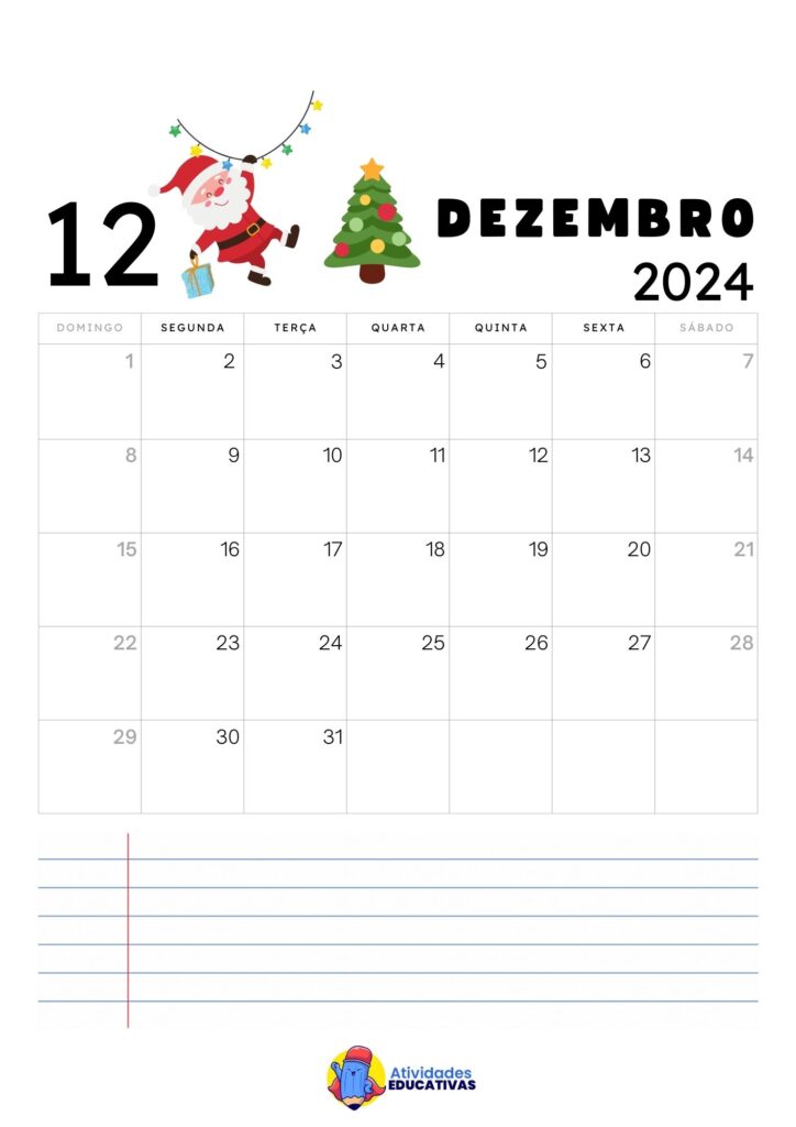 Calendário Dezembro 2024