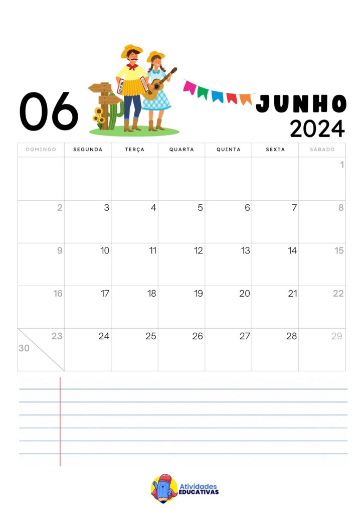 Calendário Junho 2024