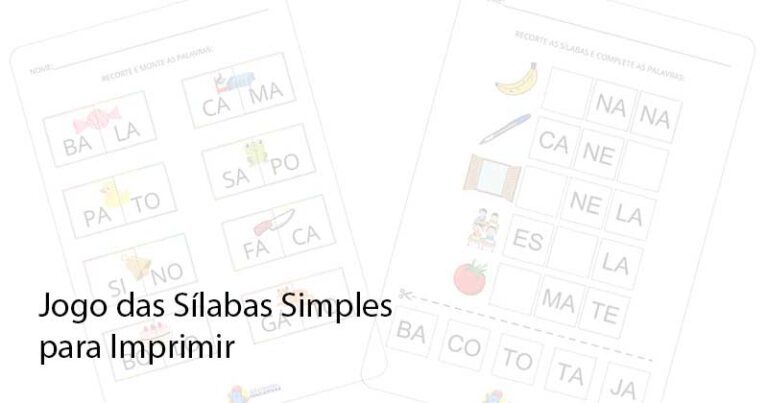 Jogo das Sílabas Simples para Imprimir