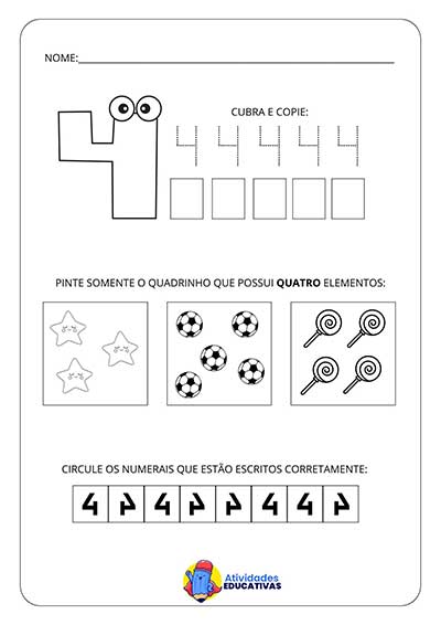 Atividades Número 4, cubra e copie