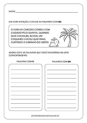 Atividade com C e QU - Leia o texto